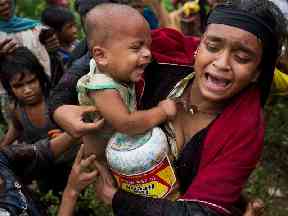 Rohingya refugees have been packed into camps in Bangladesh after fleeing over the border
