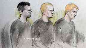 A court sketch of the accused at Westminster Magistrate's Court.