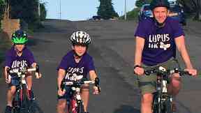 Family cycle: Luke (left), Aaron and Dave Taylor.