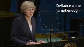 The PM will use her platform at the UN to call on web giants to go 'further and faster'.