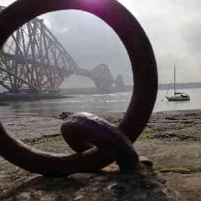 Unusual view of the rail bridge.