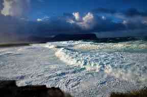 Waves roll in on Orkney.