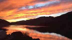 Sunset shot: Loch Long lit up in gold.