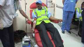 Somalia's president donated blood to help the medical effort.