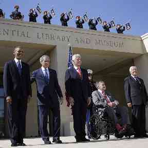 The five last came together at the opening of the George W Bush presidential library in 2013.