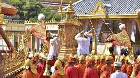 The king's body was taken to a newly built crematorium