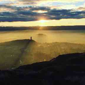 A sun-streaked view of Stirling from Dumyat.
