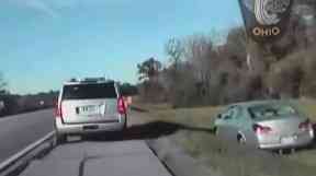 The child drove the stolen vehicle into a grass ditch by the side of the motorway