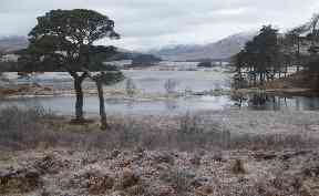 Frost: A crisp day at Loch Tulla near Bridge of Orchy.