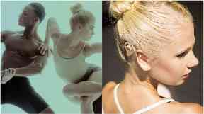 The airbrushed advert (left) and Simone with her hearing aid.
