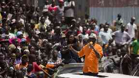 Raila Odinga (orange) boycotted the election.