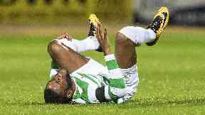 Olivier Ntcham lies stricken after picking up a knock.