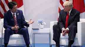 President Donald Trump meets pictured with Japanese Prime Minister Shinzo Abe at the G20 Summit in July.