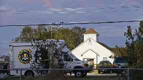 The scene outside the First Baptist Church in Sutherland Springs.