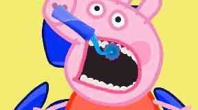 A scene from a mocked-up video featuring Peppa Pig at the dentist.