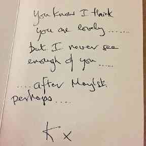 In one of the letters reportedly from Mr Hopkins, Ms McCarthy claims he said she was 'lovely'.