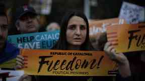 Pro-independence demonstrators in Barcelona.