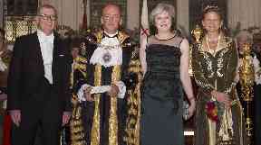 Prime Minister Theresa May and her husband Philip with new Lord Mayor of London Charles Bowman and wife Samantha