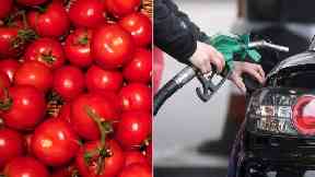 Rise in the food was offset by a fall in petrol costs.