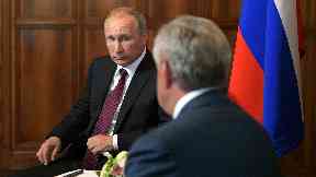 Special relationship: Russian President Vladimir Putin meets Abkhaz counterpart Raul Khajimba.