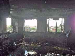 This image taken shortly after the fire shows the devastation in the tower.