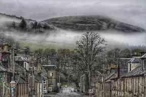 Mist over Langholm in Dumfries and Galloway.
