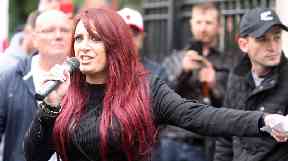 Jayda Fransen attending a rally in Belfast in August.