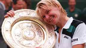 Jana Novotna after winning the Ladies Final match at Wimbledon in 1998.