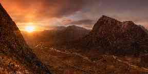 Sunrise on Glencoe from Beinn a'Chrulaiste.