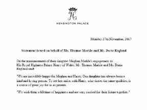 Meghan Markle's parents said they are 'incredibly happy' for their daughter.