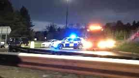 Keir roundabout: Road blocked off by police.