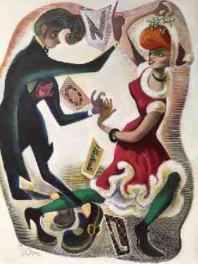 Christmas card: Designed by artist and playwright John Byrne.