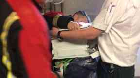 Firefighters had to video conference with an expert to help free the man.
