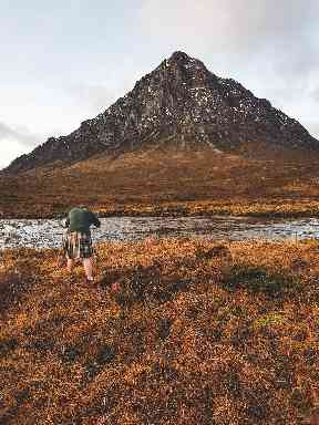 James felt 'Baltic' taking pictures in his kilt at the foot of Buachaille Etive Mòr.
