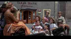 Julie Andrews and the von Trapp children in the film.