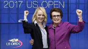 Emma Stone with retired tennis star Billie Jean King.