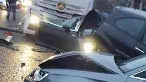 Kirkcaldy: Chapel roundabout blocked.