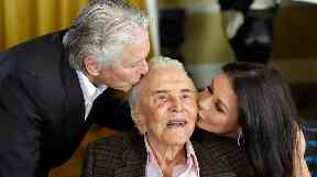 Michael Douglas with his father, Kirk, and Catherine Zeta-Jones.
