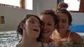 Miya Thirlby (left) with her mum Kerrie and twin Macie