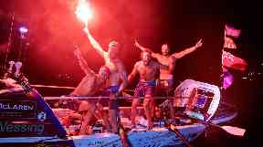 The group, dubbed the Four Oarsmen, took a month to complete the journey.