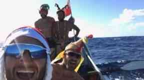 The four celebrated Christmas aboard the 26ft rowing boat.