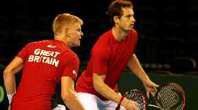 Kyle Edmund and Andy Murray representing Great Britain.