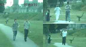 Runners: Vidgen (in hat) and Wallace were caught moving drugs on CCTV.