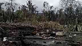 Villagers said soldier burnt down their village.
