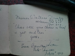 Entry by Marion Wallace Dunlop in Mabel Cappers WSPU prisoners scrapbook June 1909.