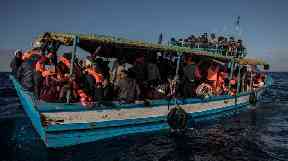 A boat leaving Libya on 27 January 2018. Libya has for years been a major transit route for migrants trying to reach southern Europe by sea.