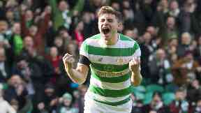 James Forrest celebrates his opening goal after just three minutes.