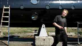 Peter Madsen outside his 'UC3 Nautilus' submarine