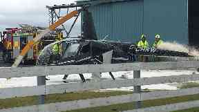 Aviation: Firefighters doused aircraft after the incident.