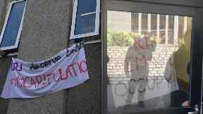 Protest: Staff were left frightened.